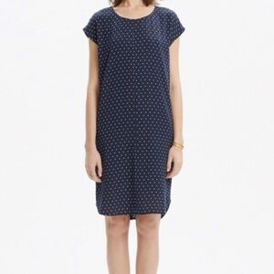 Madewell Navy Polka Dot Relaxed Tunic Dress Size Small